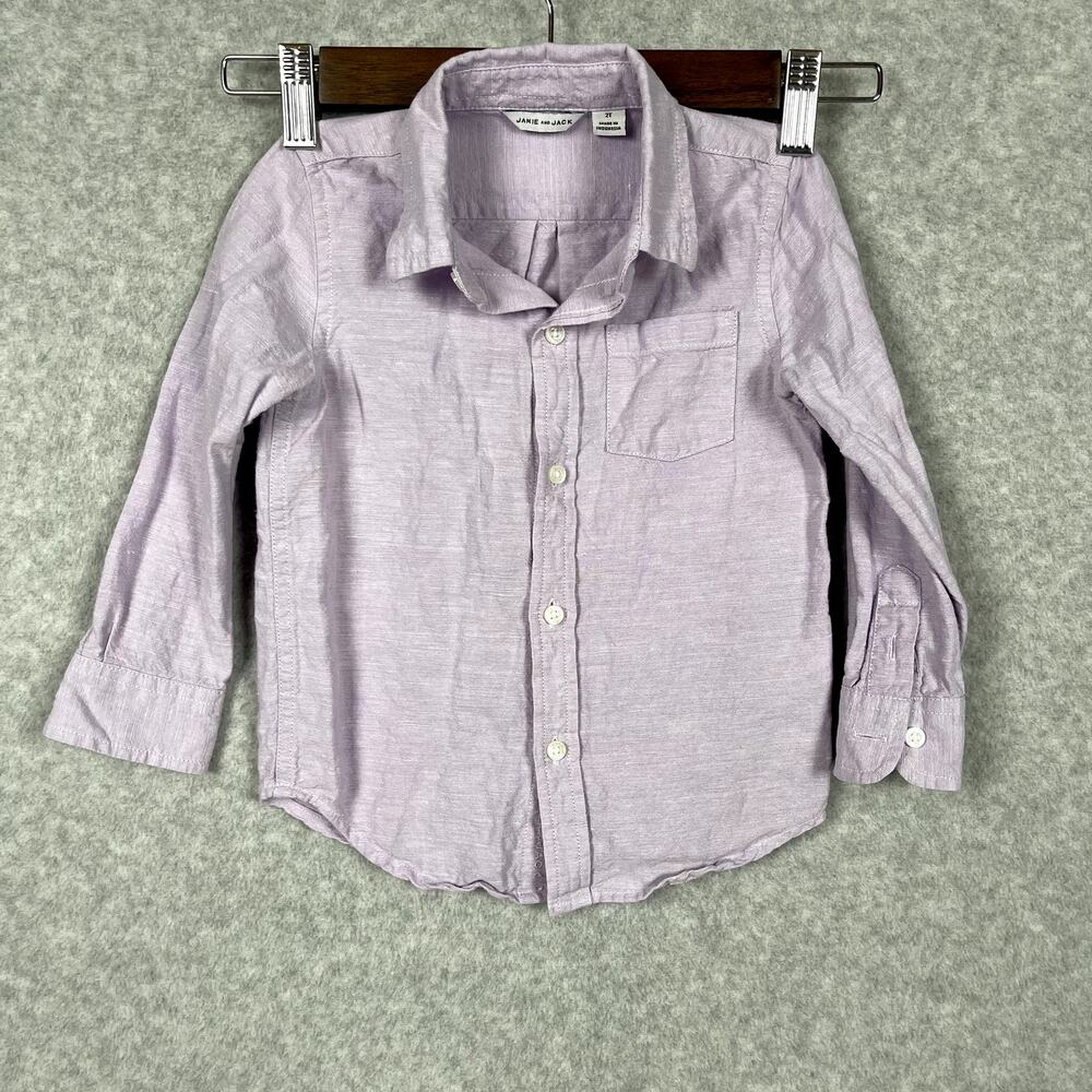 Janie and Jack Boys Linen Button Down Size 2T Light Purple
